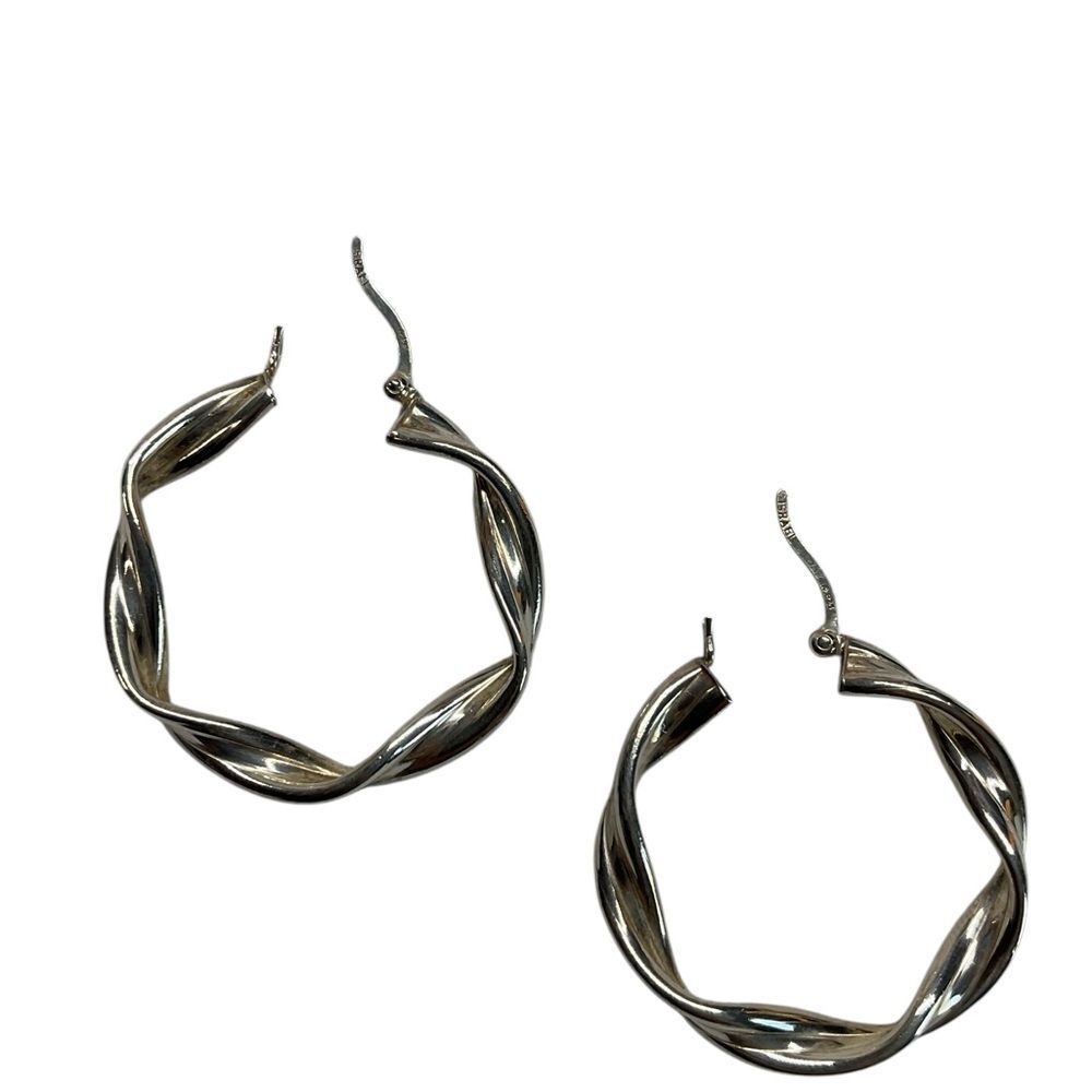 Sterling Silver Chunky Twisted Statement Hoop Earrings